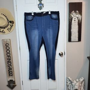 Ashley Stewart Beaded Two Tone Stretch High Rise Jeans Size 24